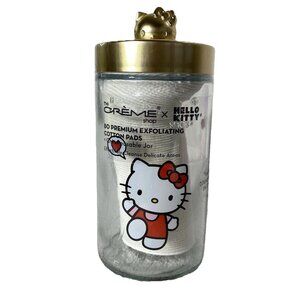 The CREME Shop X HELLO KITTY 80 Exfoliating Cotton Pads In Reusable Glass Jar